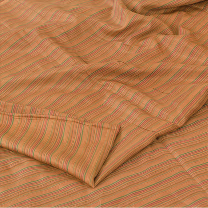 Sanskriti Vintage Sarees Brown 100% Pure Silk Printed Sari 5+yd Craft Sustainable Fabric