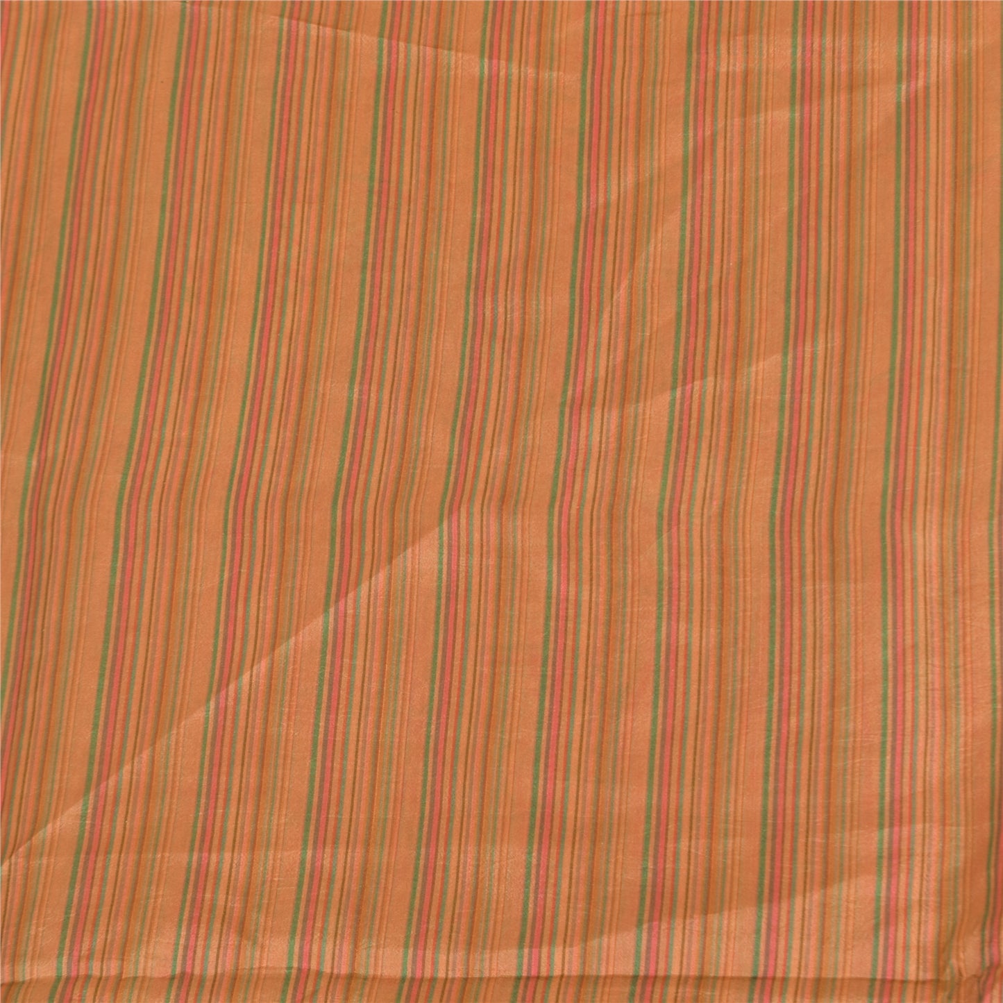 Sanskriti Vintage Sarees Brown 100% Pure Silk Printed Sari 5+yd Craft Sustainable Fabric