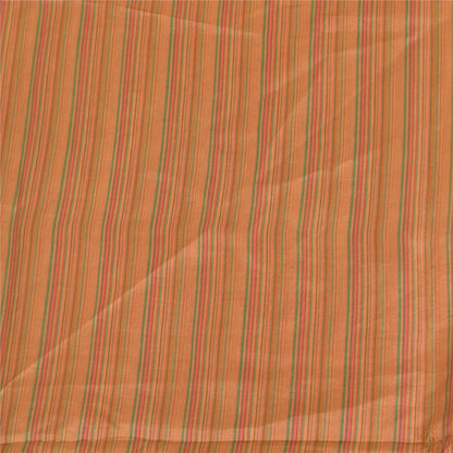 Sanskriti Vintage Sarees Brown 100% Pure Silk Printed Sari 5+yd Craft Sustainable Fabric