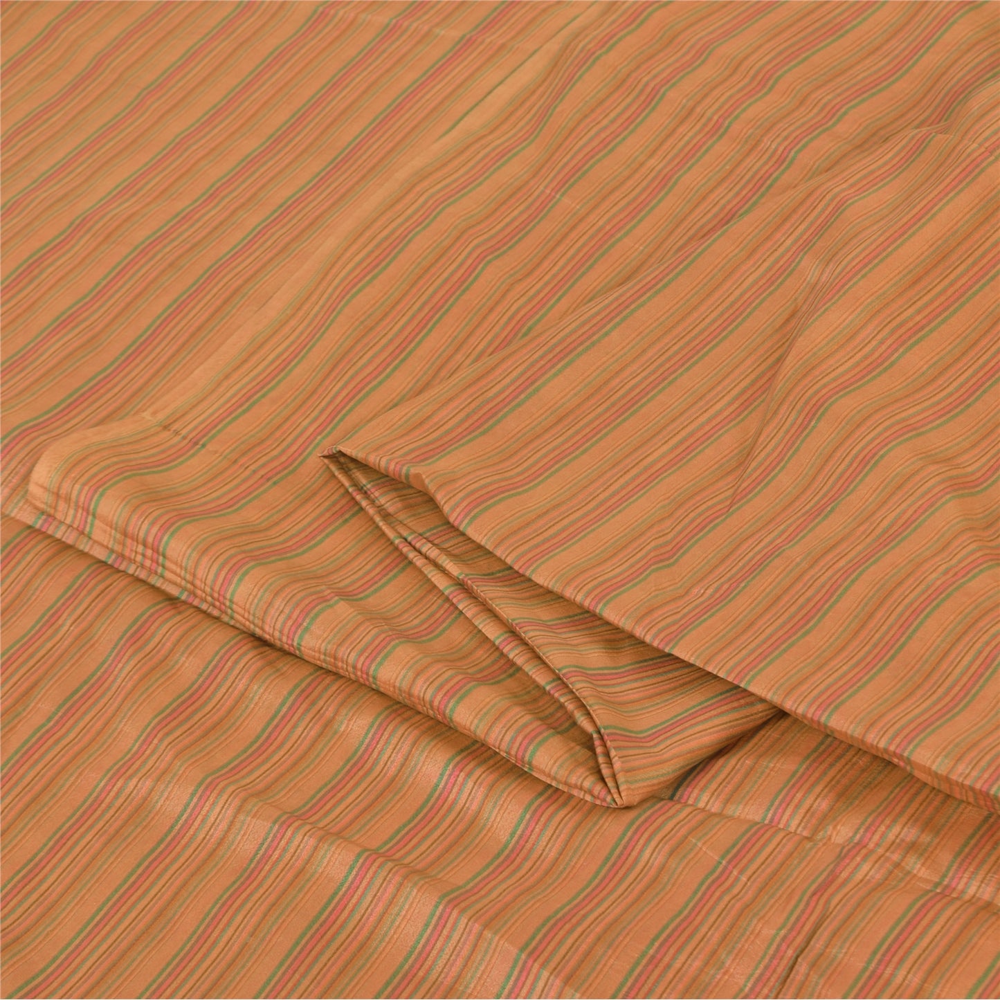 Sanskriti Vintage Sarees Brown 100% Pure Silk Printed Sari 5+yd Craft Sustainable Fabric