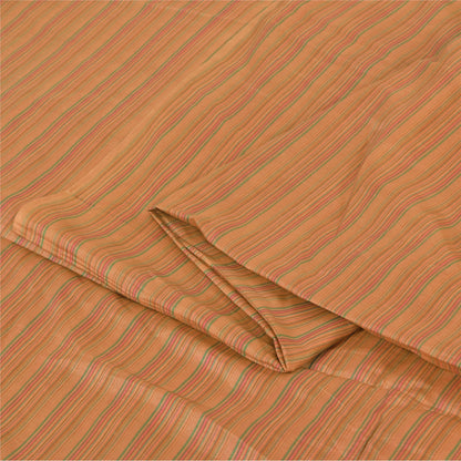 Sanskriti Vintage Sarees Brown 100% Pure Silk Printed Sari 5+yd Craft Sustainable Fabric