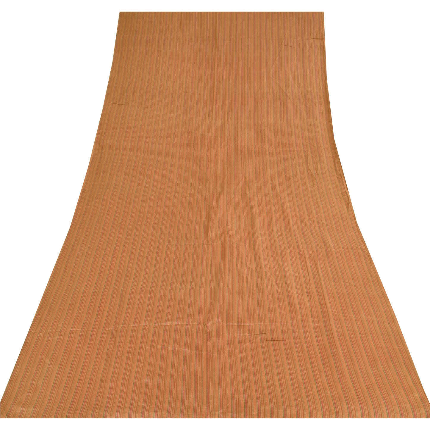 Sanskriti Vintage Sarees Brown 100% Pure Silk Printed Sari 5+yd Craft Sustainable Fabric