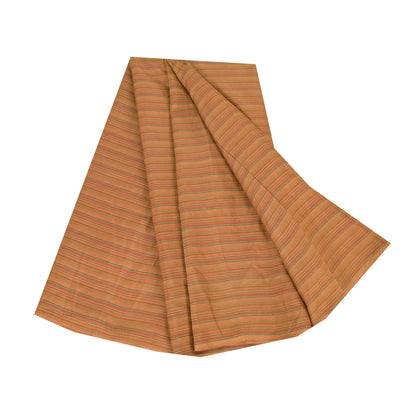 Sanskriti Vintage Sarees Brown 100% Pure Silk Printed Sari 5+yd Craft Sustainable Fabric