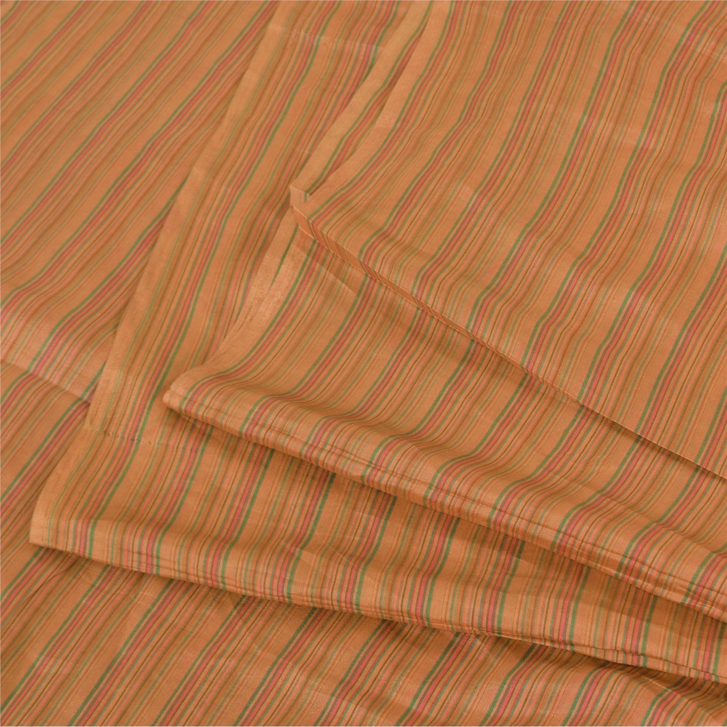 Sanskriti Vintage Sarees Brown 100% Pure Silk Printed Sari 5+yd Craft Sustainable Fabric