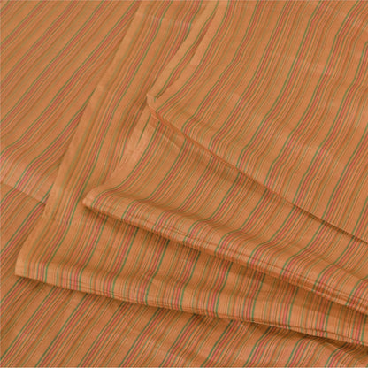 Sanskriti Vintage Sarees Brown 100% Pure Silk Printed Sari 5+yd Craft Sustainable Fabric