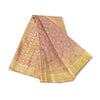 Sanskriti Vintage Sarees Pink Pure Silk Print Brocade Woven Sari 6+yd Fabric