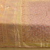 Sanskriti Vintage Sarees Pink Pure Silk Print Brocade Woven Sari 6+yd Fabric