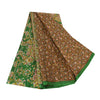 Sanskriti Vintage Sarees Brown Indian Pure Silk Printed Sari 5+yd Craft Sustainable Fabric