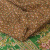 Sanskriti Vintage Sarees Brown Indian Pure Silk Printed Sari 5+yd Craft Sustainable Fabric