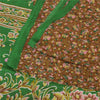 Sanskriti Vintage Sarees Brown Indian Pure Silk Printed Sari 5+yd Craft Sustainable Fabric