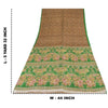Sanskriti Vintage Sarees Brown Indian Pure Silk Printed Sari 5+yd Craft Sustainable Fabric