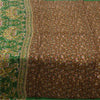 Sanskriti Vintage Sarees Brown Indian Pure Silk Printed Sari 5+yd Craft Sustainable Fabric
