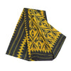 Sanskriti Vintage Sarees Yellow/Black Pure Silk Ikat Printed Sari 6+yd Sustainable Fabric
