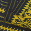 Sanskriti Vintage Sarees Yellow/Black Pure Silk Ikat Printed Sari 6+yd Sustainable Fabric