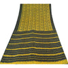 Sanskriti Vintage Sarees Yellow/Black Pure Silk Ikat Printed Sari 6+yd Sustainable Fabric
