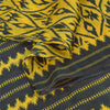 Sanskriti Vintage Sarees Yellow/Black Pure Silk Ikat Printed Sari 6+yd Sustainable Fabric