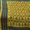 Sanskriti Vintage Sarees Yellow/Black Pure Silk Ikat Printed Sari 6+yd Sustainable Fabric