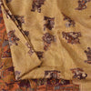 Sanskriti Vintage Sarees Cream Human Printed Pure Silk Sari 5+yd Craft Sustainable Fabric