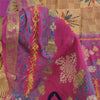 Sanskriti Vintage Sarees Brown/Pink Pure Silk Printed Sari 5+yd Craft Sustainable Fabric