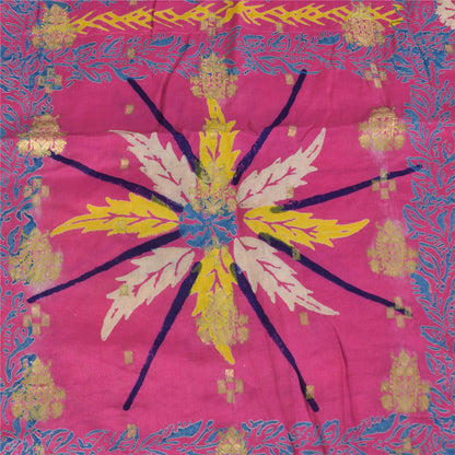 Sanskriti Vintage Sarees Brown/Pink Pure Silk Printed Sari 5+yd Craft Sustainable Fabric