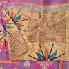 Sanskriti Vintage Sarees Brown/Pink Pure Silk Printed Sari 5+yd Craft Sustainable Fabric
