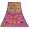 Sanskriti Vintage Sarees Brown/Pink Pure Silk Printed Sari 5+yd Craft Sustainable Fabric