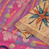 Sanskriti Vintage Sarees Brown/Pink Pure Silk Printed Sari 5+yd Craft Sustainable Fabric