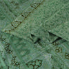 Sanskriti Vintage Sarees Green Indian Pure Silk Printed Sari 5+yd Craft Fabric