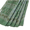 Sanskriti Vintage Sarees Green Indian Pure Silk Printed Sari 5+yd Craft Fabric