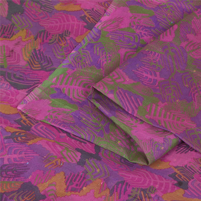 Sanskriti Vintage Sarees Green Indian Pure Silk Printed Sari 5+yd Craft Sustainable Fabric