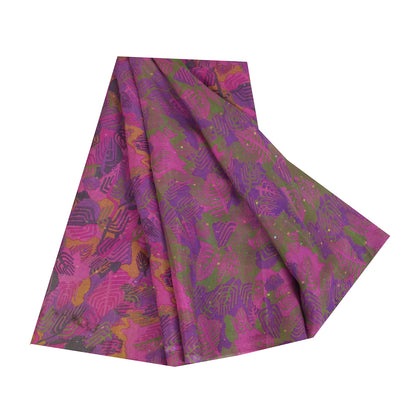 Sanskriti Vintage Sarees Green Indian Pure Silk Printed Sari 5+yd Craft Sustainable Fabric