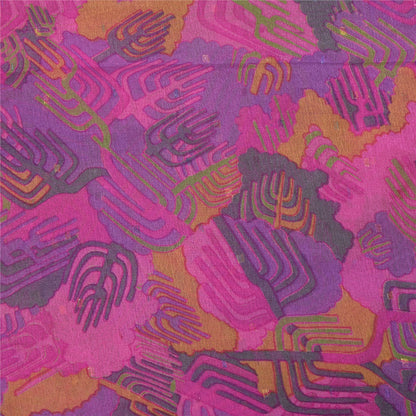 Sanskriti Vintage Sarees Green Indian Pure Silk Printed Sari 5+yd Craft Sustainable Fabric