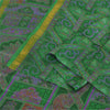 Sanskriti Vintage Sarees Green Zari Border Pure Silk Printed Sari 6+yd Fabric