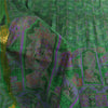 Sanskriti Vintage Sarees Green Zari Border Pure Silk Printed Sari 6+yd Fabric