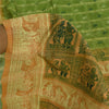 Sanskriti Vintage Sarees Green 100%Pure Silk Printed Woven Epic Sari 5+yd Sustainable Fabric