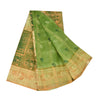 Sanskriti Vintage Sarees Green 100%Pure Silk Printed Woven Epic Sari 5+yd Sustainable Fabric