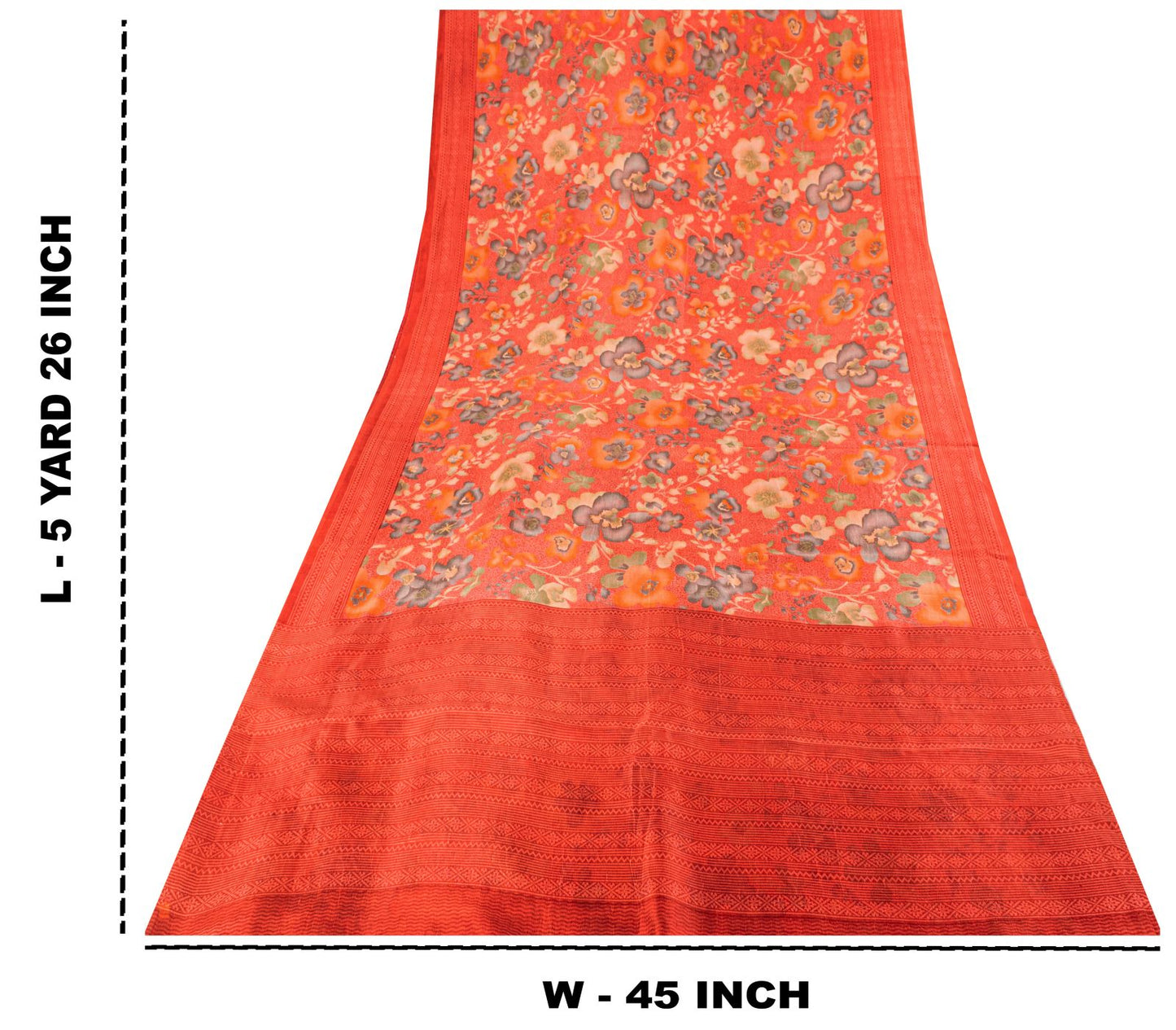 Sanskriti Vintage Pink Pure Silk Saree Floral Printed Sari 5+Yard Craft Fabric