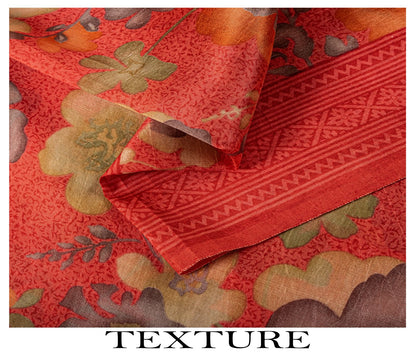 Sanskriti Vintage Pink Pure Silk Saree Floral Printed Sari 5+Yard Craft Fabric