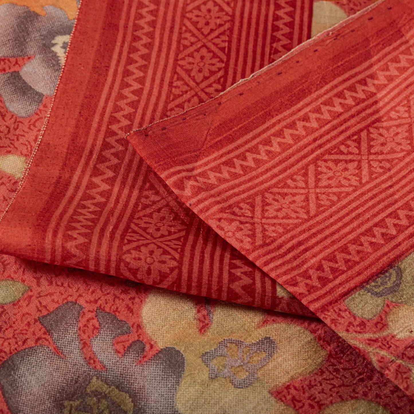 Sanskriti Vintage Pink Pure Silk Saree Floral Printed Sari 5+Yard Craft Fabric
