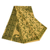 Sanskriti Vintage Sarees Yellow/Green Pure Silk Printed Sari 6+yd Craft Sustainable Fabric