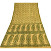 Sanskriti Vintage Sarees Yellow/Green Pure Silk Printed Sari 6+yd Craft Sustainable Fabric