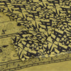 Sanskriti Vintage Sarees Lemon/Black Pure Silk Printed Sari 6+yd Craft Sustainable Fabric