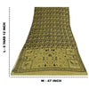 Sanskriti Vintage Sarees Lemon/Black Pure Silk Printed Sari 6+yd Craft Sustainable Fabric