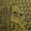Sanskriti Vintage Sarees Lemon/Black Pure Silk Printed Sari 6+yd Craft Sustainable Fabric