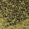 Sanskriti Vintage Sarees Lemon/Black Pure Silk Printed Sari 6+yd Craft Sustainable Fabric