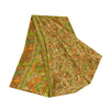 Sanskriti Vintage Sarees Indisk Beige Ren Silke Trykt Sari 6+ yard Håndværk Bæredygtigt Stoff