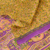 Sanskriti Vintage Sarees Yellow 100% Pure Silk Printed Sari 5+yd Craft Sustainable Fabric