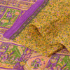 Sanskriti Vintage Sarees Yellow 100% Pure Silk Printed Sari 5+yd Craft Sustainable Fabric