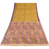 Sanskriti Vintage Sarees Yellow 100% Pure Silk Printed Sari 5+yd Craft Sustainable Fabric