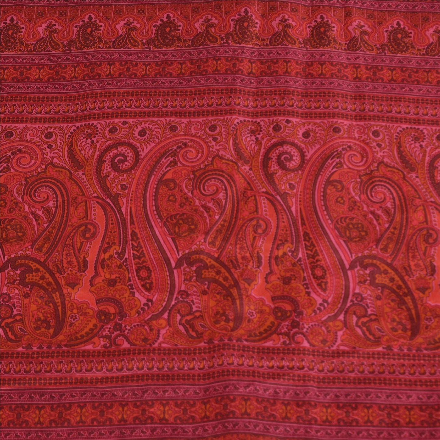 Sanskriti Vintage Sarees Pink Pure Silk Floral Printed Sari 5+yd Craft Fabric